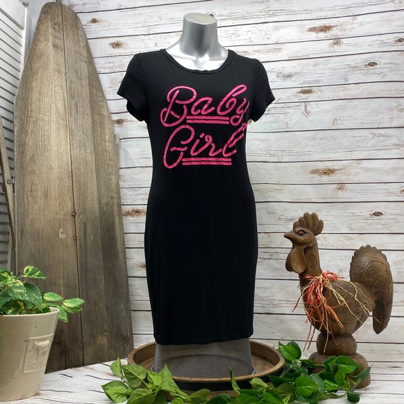 MRT 1030 Dresses & Skirts - MRT 1030 Hot Pink Baby Girl Black Shirt Dress L